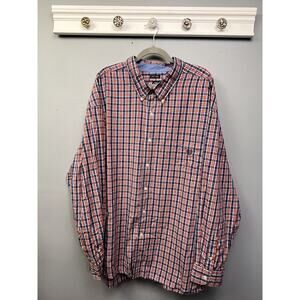 Chaps Ralph Lauren Shirt Mens 5XB Button Down Blue Plaid Pony Logo Casual